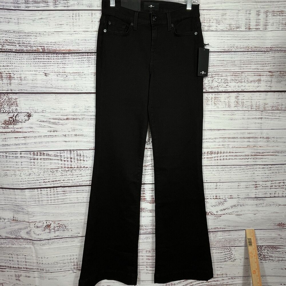 7 For All Mankind Jeans Size 26x34 Tall Dojo Flare Leg Trouser Night Black Boho